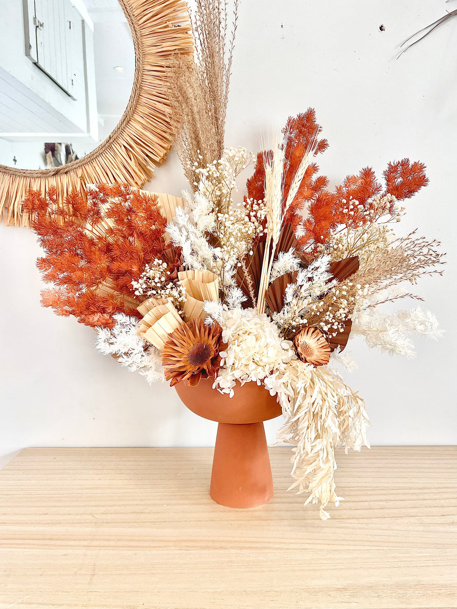 Designer bag vase with dried florals – Heera Baby NZ